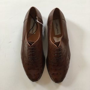 Mezlan mens shoes genuine full ostrich leather 10.5m brown lace up made in Spain